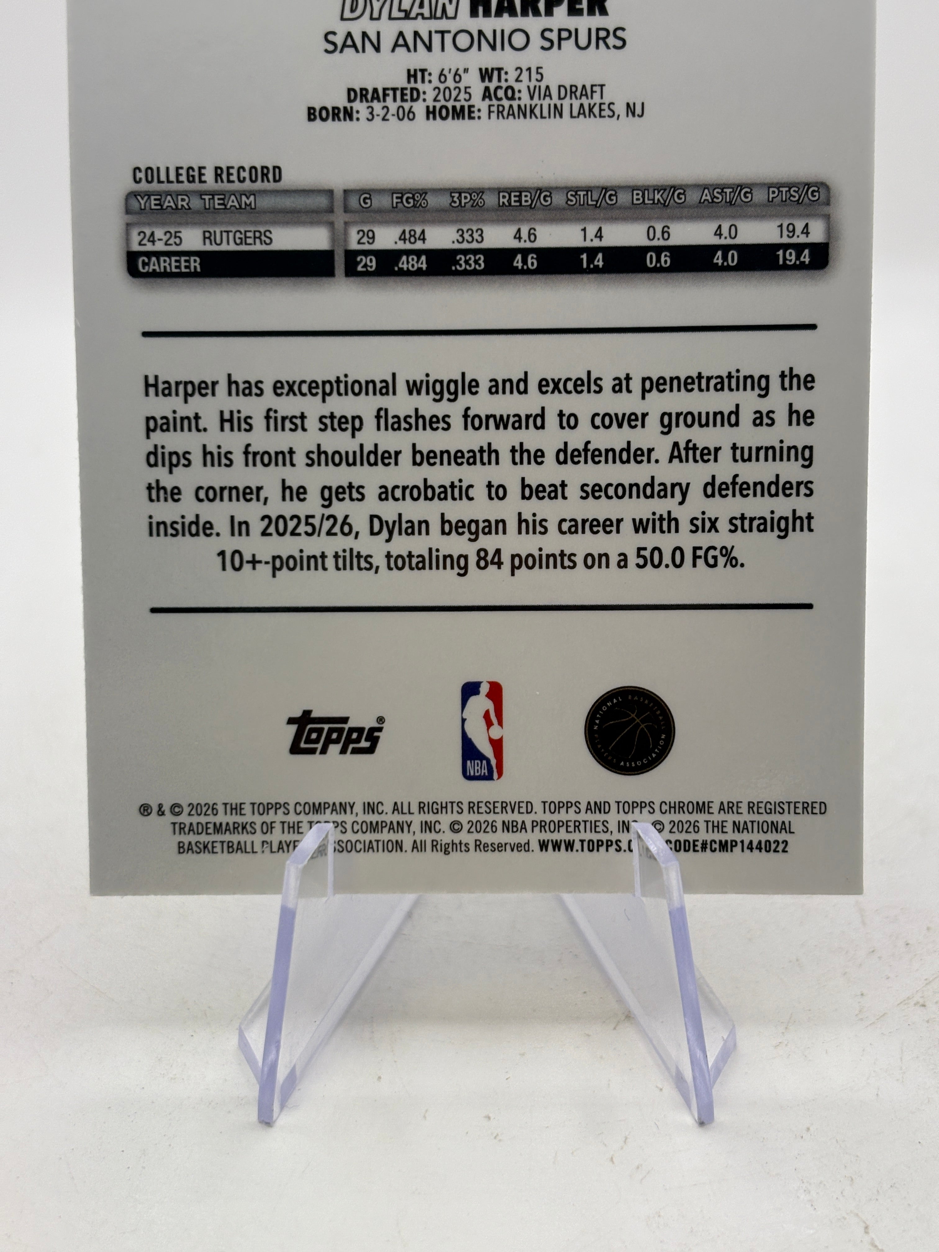 2025-26 Topps Chrome Update Dylan Harper Ray Wave